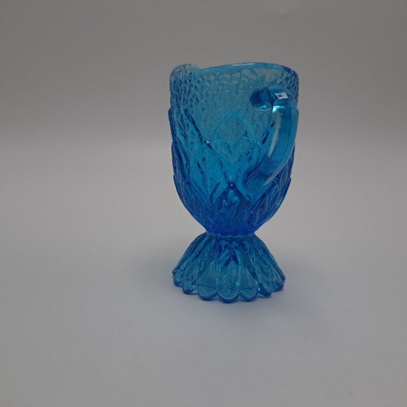 Kanawha Blue Pressed Glass Miniature Pitcher Toothpick Holder Decorative Accent - Picture 6 of 12